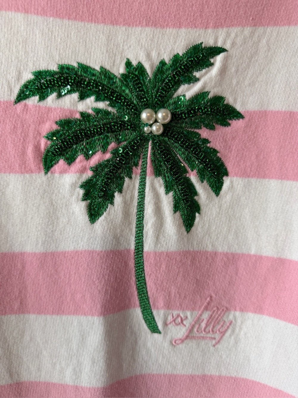Lilly Pulitzer Pink and White Palm Tree sweatshirt - Picture 3 of 8